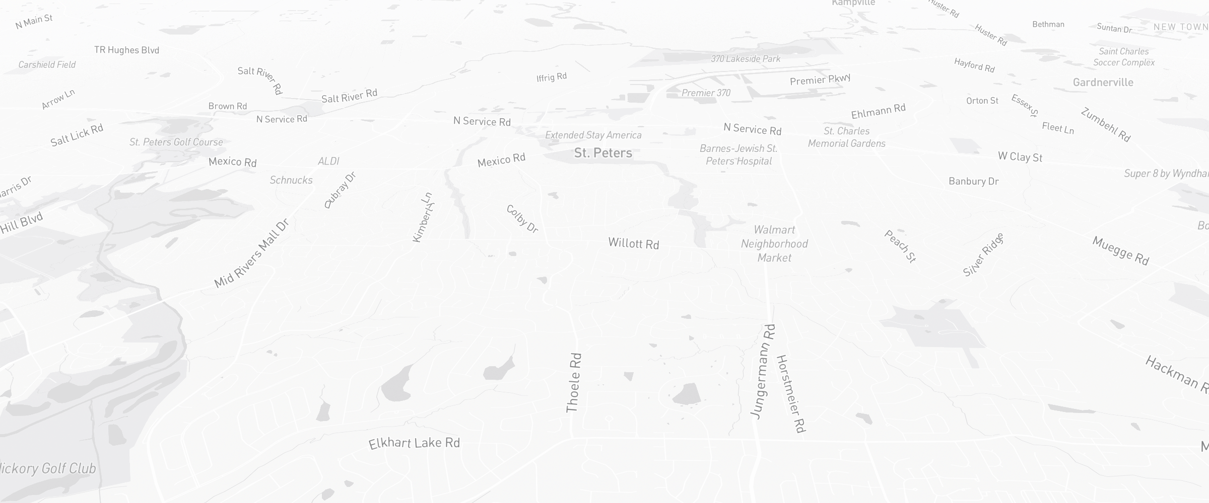 Neighborhood map of St. Peters, MO — the area served by Life Insurance Agents of St. Peters Group